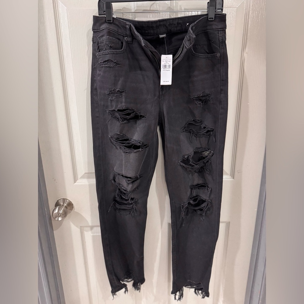 American Eagle Outfitters Black Distressed Skinny Jeans